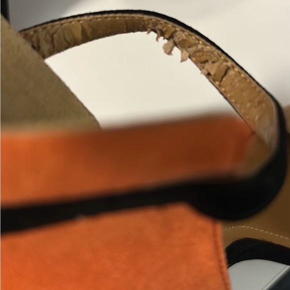 Zara Colorblock Ankle Strap Heeled Shoe with orange suede size 39 8.5 - Picture 8 of 8